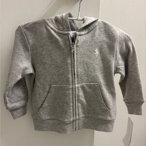 NWT infant Ralph Lauren gray zipper hoodie baby girl logo new